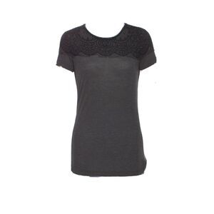 Jason Wu gray Crew neck tshirt with lace trim embellishment size Small